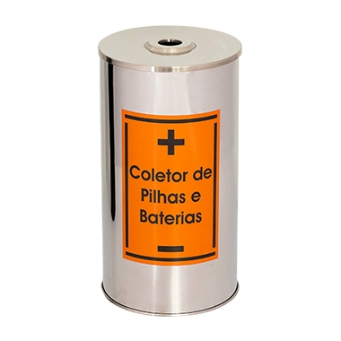 Coletor Pilhas e Baterias em Aço Inox - 40 Litros | Natural Limp
