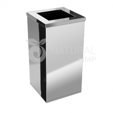 LIXEIRA QUADRADA COM ARO EM AÇO INOX 100L | Natural Limp