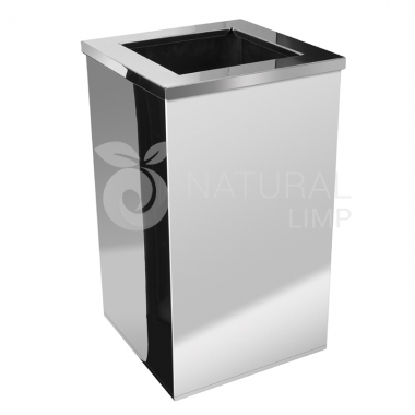 LIXEIRA QUADRADA COM ARO EM AÇO INOX 50L | Natural Limp