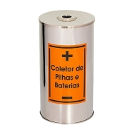 Coletor Pilhas e Baterias em Aço Inox - 50 Litros | Natural Limp