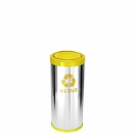 Lixeira em aço inox Premium com tampa plástica colorida - 25 litros | Natural Limp