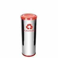 Lixeira em aço inox Premium com tampa plástica colorida - 40 litros | Natural Limp